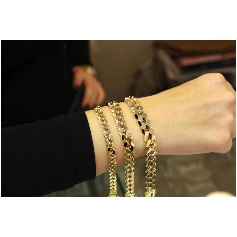 14K Gold Miami Panzerkettenarmband, 14K Miami Cuban, 7-9-11 mm, 14K Gold Panzerkette Kubanisch, 14K Goldarmband