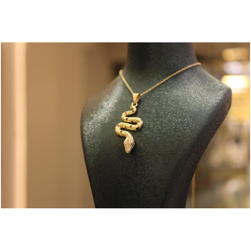 14K Gold Snake Pendant, Gold Snake Necklace, Animal Pendant, Animal Jewelry, Gift For Her, 14k Gold Jewelry, Serpent Necklace