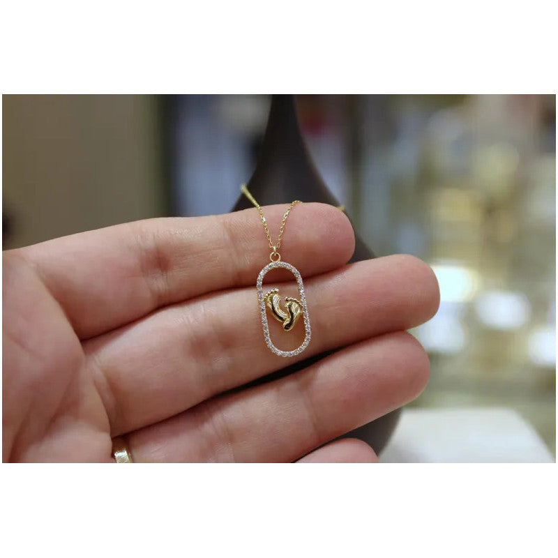 14k Gold Baby Feet Necklace, Newborn Jewelry, Dainty Mom Jewelry, Gift For Her, New Mom Gift, Baby Footprint Necklace