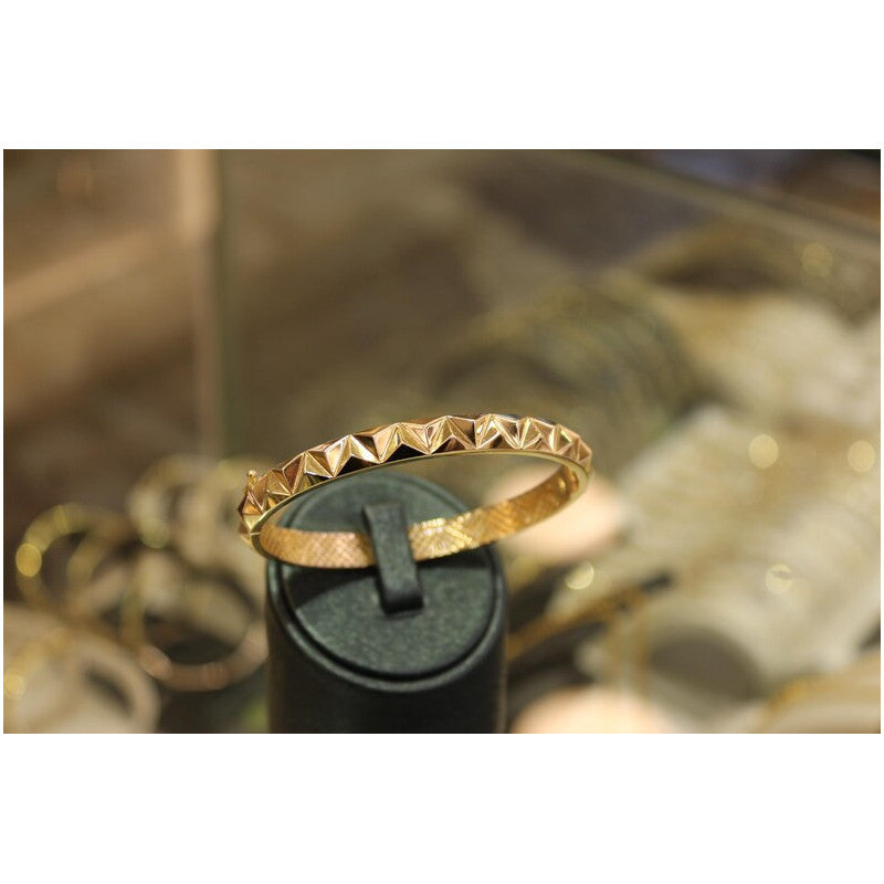 14k Gold Bangle Bracelet, Gold Stacking Bracelet, 6.5MM Gold Bangle, Stacking Engraved Bangle, Gift For Her