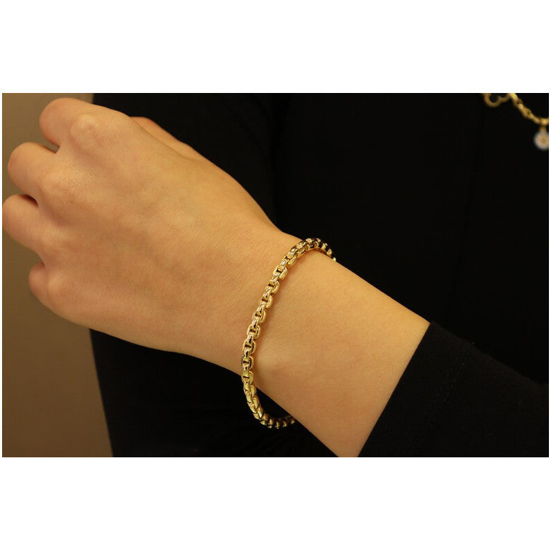 14k Gold Kettengliederarmband, 4,80 mm Kette, Damen Goldarmband, Damen Gold Stapelarmband, 14k Goldarmband