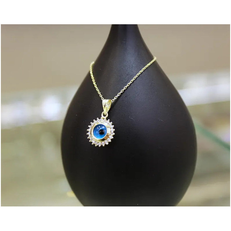 14k Gold Evil Eye Pendant, 14k Gold Evil Eye Protection Necklace, Gold Pendant, Minimalist Necklace, Gift for Her