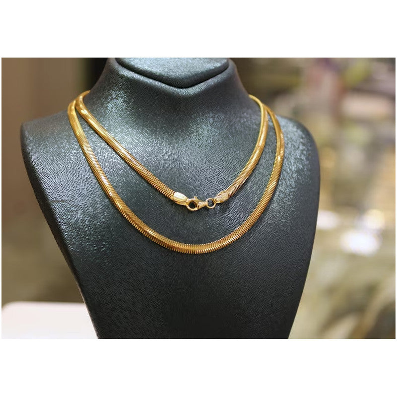 22K Gold Snake Chain Necklace, 3.0mm Herringbone Chain, Gold Herringbone Chain Necklace, Sleek Minimalist Chain, 22K Pure Gold