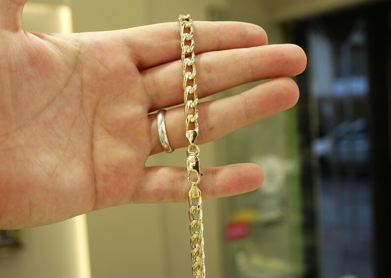 14k Gold Italienische Panzerkette, 14k Miami Cuban, 6,70 mm 14k Gold Panzerkette, 14k Goldkette, 14k Goldschmuck, Kubanische Gliederkette