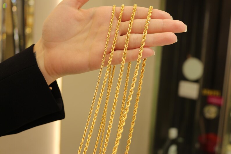 22K Gold Seil Kette Halskette, 2,50 - 3,00 - 3,80 - 4,30 mm Goldkette, Seilkette Goldkette, Damenkette, 22k Goldschmuck, Unisex Kette