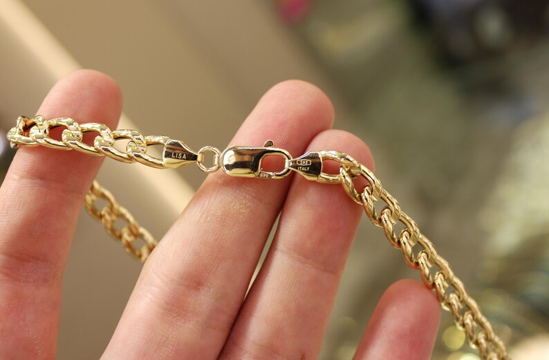 14k Gold Italienische Panzerkette, 14k Miami Cuban, 6,70 mm 14k Gold Panzerkette, 14k Goldkette, 14k Goldschmuck, Kubanische Gliederkette