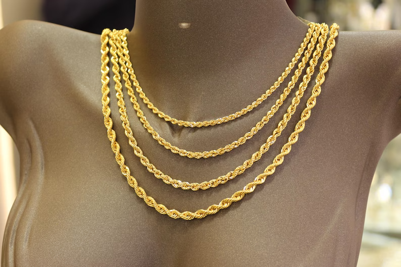22K Gold Seil Kette Halskette, 2,50 - 3,00 - 3,80 - 4,30 mm Goldkette, Seilkette Goldkette, Damenkette, 22k Goldschmuck, Unisex Kette