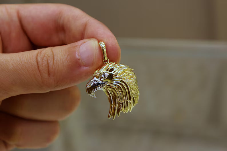 14K Gold Eagle Pendant, 14K Eagle Gold Necklace, Eagle Head Pendant, Gift for Him, Necklace for Women, Animal Jewelry, Mens Gold Pendant