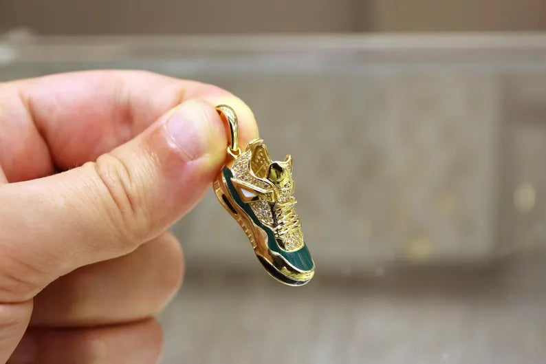 14K Gold Sneaker Pendant, Shoe Necklace, Hip Hop Shoe Necklace, Basketball Jewelry, Urban Gift for Him, Gold Luxury Jewelry, Gift For Her