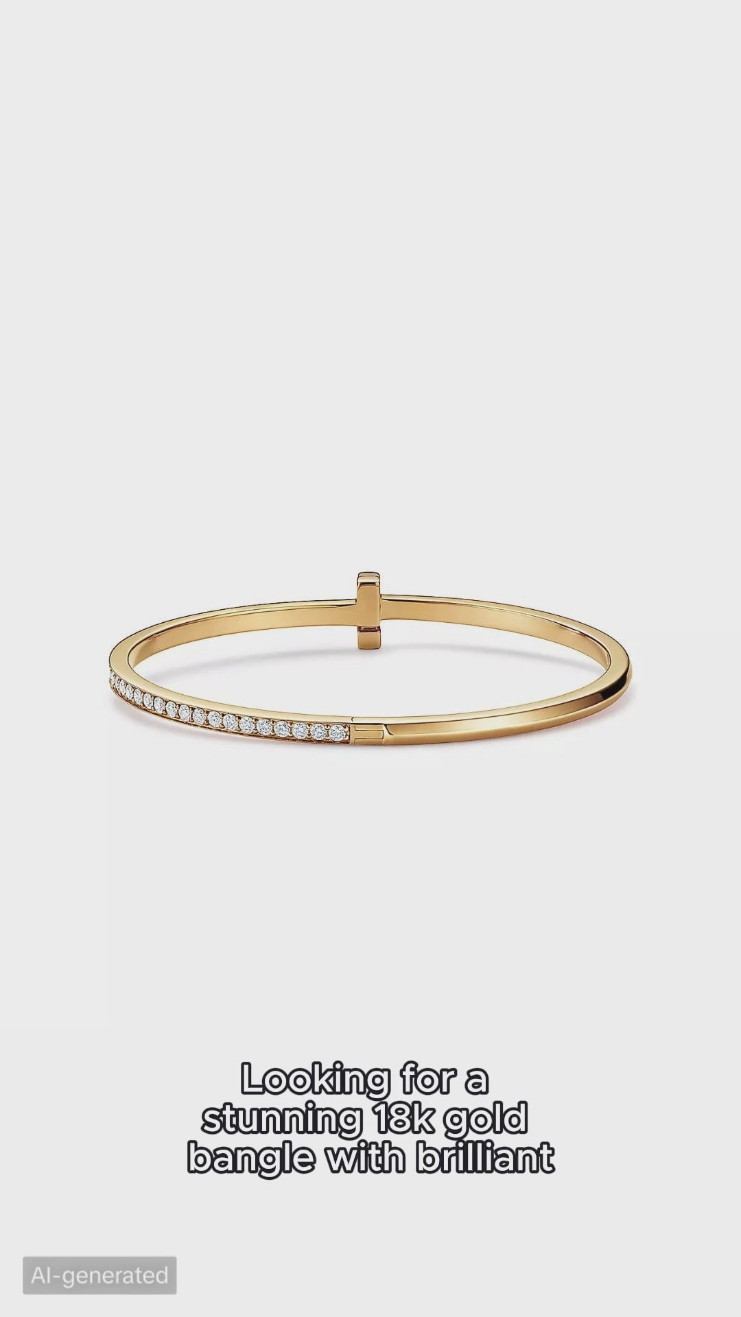 18k gold Tiffany & Co. with round brilliant diamonds T1 Narrow Diamond Hinged Bangle