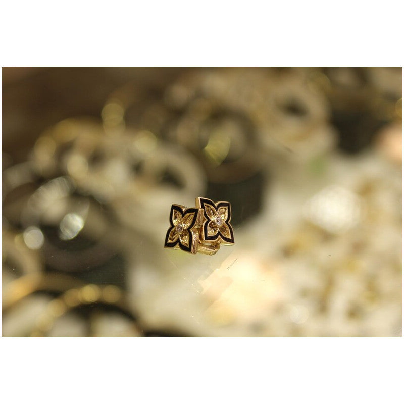 14K Solid Gold Four Leaf Clover Earrings, Enamel Flower Earrings, Clover Earrings, Gold Earrings Jewelry, Gift for Her