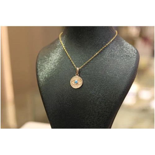 14 Carat Gold Evil Eye Necklace,Protection Necklace, Pendant, Gold Necklace, Gift, Blue Eye Charm