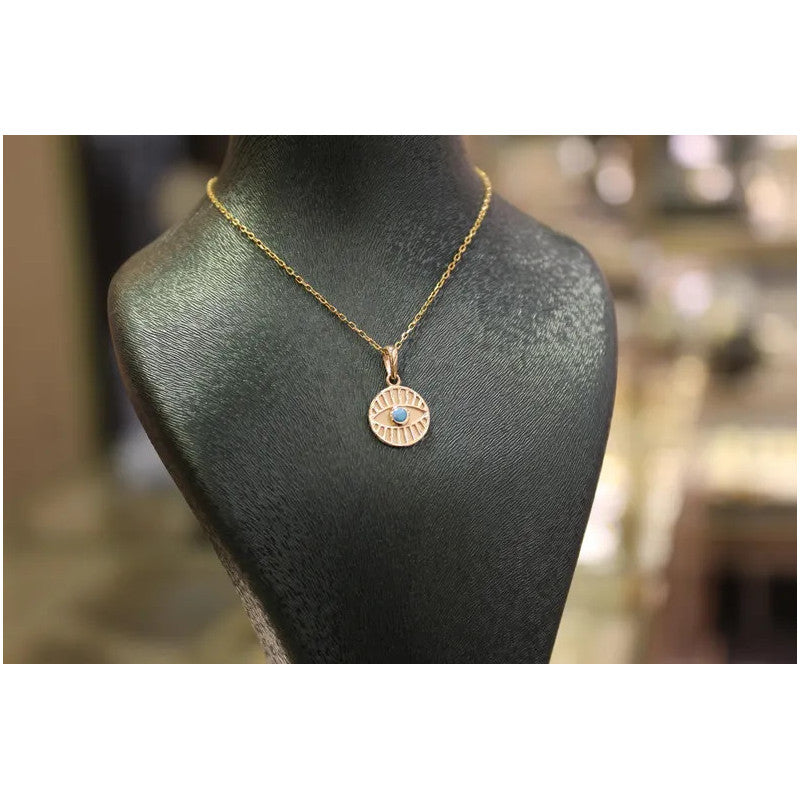 14 Carat Gold Evil Eye Necklace,Protection Necklace, Pendant, Gold Necklace, Gift, Blue Eye Charm