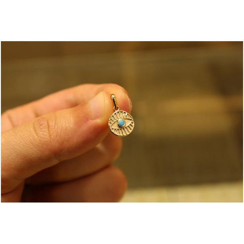 14 Carat Gold Evil Eye Necklace,Protection Necklace, Pendant, Gold Necklace, Gift, Blue Eye Charm