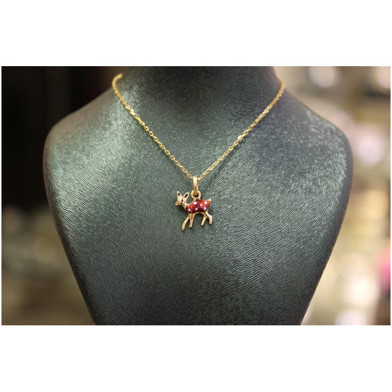 14k Deer Gold Pendant, 14k Deer Charm, Animal Jewelry, Gift for Her, Gold Jewelry, Jewelry for Women, Deer Gold Necklace