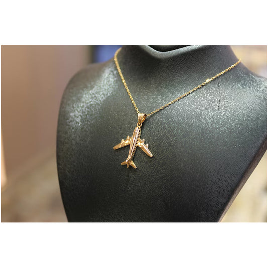 14K Gold Airplane Pendant, Aviation Jewelry for Men and Women, Pilot Gift, Airplane Charm, Unisex Necklace, Plane Pendant