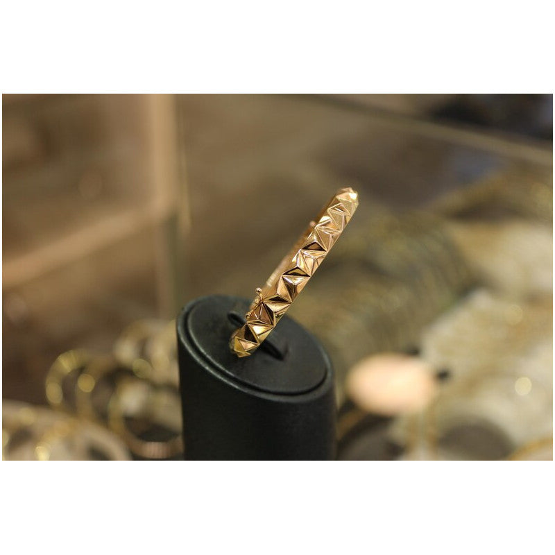 14k Gold Bangle Bracelet, Gold Stacking Bracelet, 6.5MM Gold Bangle, Stacking Engraved Bangle, Gift For Her