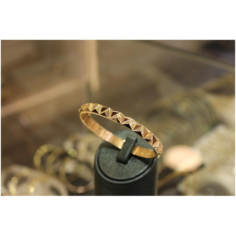 14k Gold Bangle Bracelet, Gold Stacking Bracelet, 6.5MM Gold Bangle, Stacking Engraved Bangle, Gift For Her