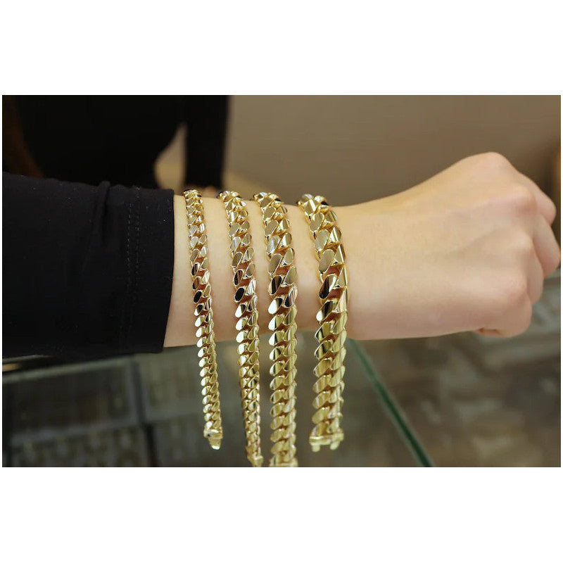 14K Gold Miami Curb Chain Bracelet, ,7-9-11-13 mm, Gold Curb Cuban Chain, 14K Gold Bracelet, Cuban Link Chain Bracelet