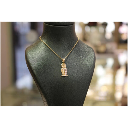 14K Gold Owl Necklace, 14k Gold Owl Pendant, Night Owl Necklace, Minimalist Gold Necklace, Necklace for Women, Owl Charm