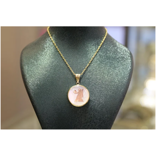 14K Virgo Zodiac Gold Pendant Necklace, Custom Astrology Jewelry for Earth Sign, Birthday Gift for Her, Horoscope Charm Necklace