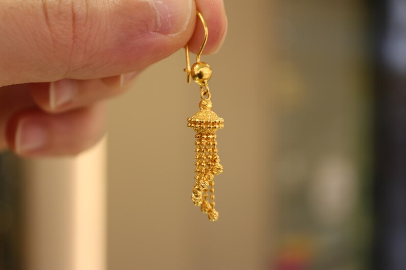 22K Solid Gold Earrings , Dorica Ball Earrings , Ball Earrings , Dangle Earrings