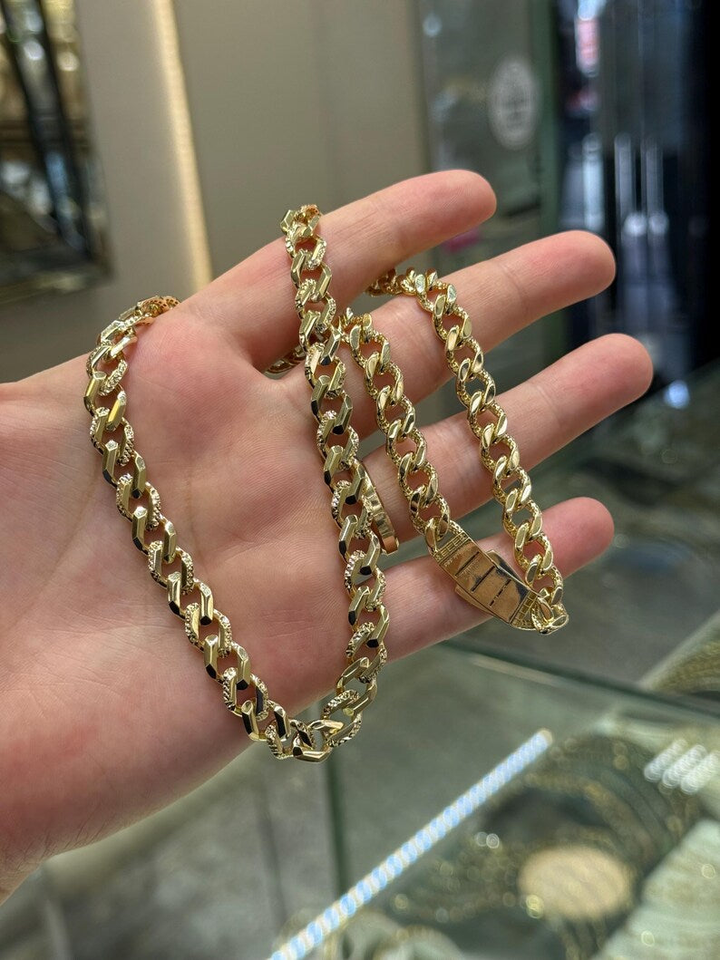 14K Gold Italienische Panzerkette, 14K Kubanische Panzerkette, 8,60mm, Kubanische Kette, 14k GoldKette Halskette, 14k Goldschmuck, Kubanische Gliederkette