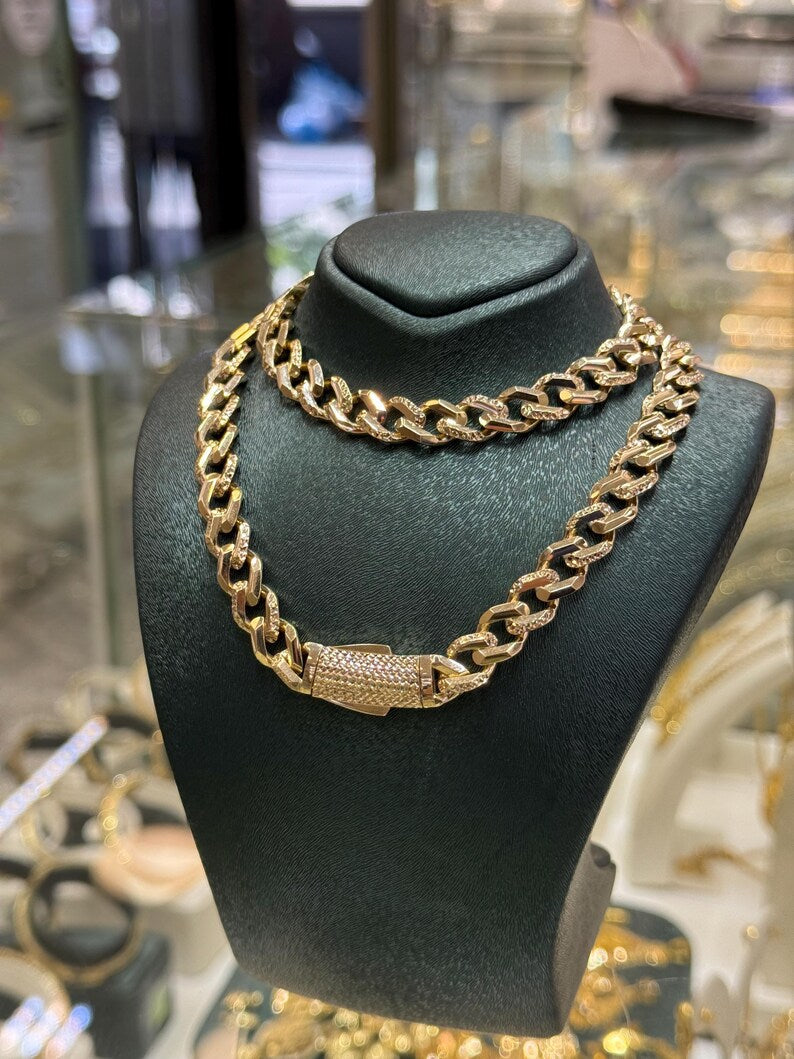 14K Gold Italian Curb Chain Necklace, 14K Cuban Curb Chain, 8.60mm,  Cuban Chain, 14k Gold Chain Necklace, 14k Gold Jewelry, Cuban Link Chain