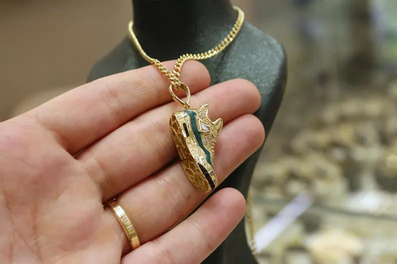 14K Gold Sneaker Pendant, Shoe Necklace, Hip Hop Shoe Necklace, Basketball Jewelry, Urban Gift for Him, Gold Luxury Jewelry, Gift For Her