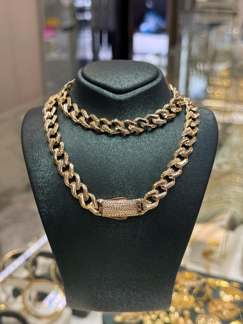 14K Gold Italian Curb Chain Necklace, 14K Cuban Curb Chain, 8.60mm,  Cuban Chain, 14k Gold Chain Necklace, 14k Gold Jewelry, Cuban Link Chain