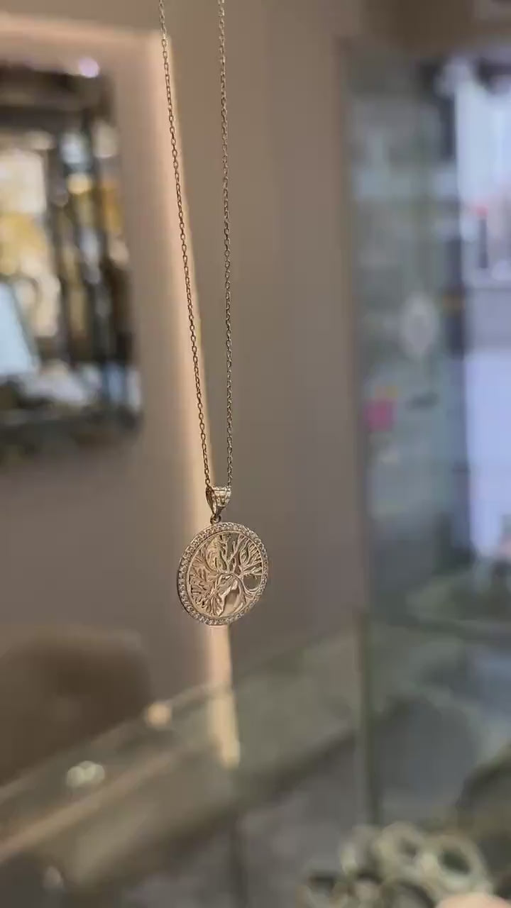 14K Solid Gold Tree of Life Necklace, Gold Necklace, Dainty Tree of Life Necklace, 14K Jewelry, Gift for Her, 14K Gold Tree of Life Pendant