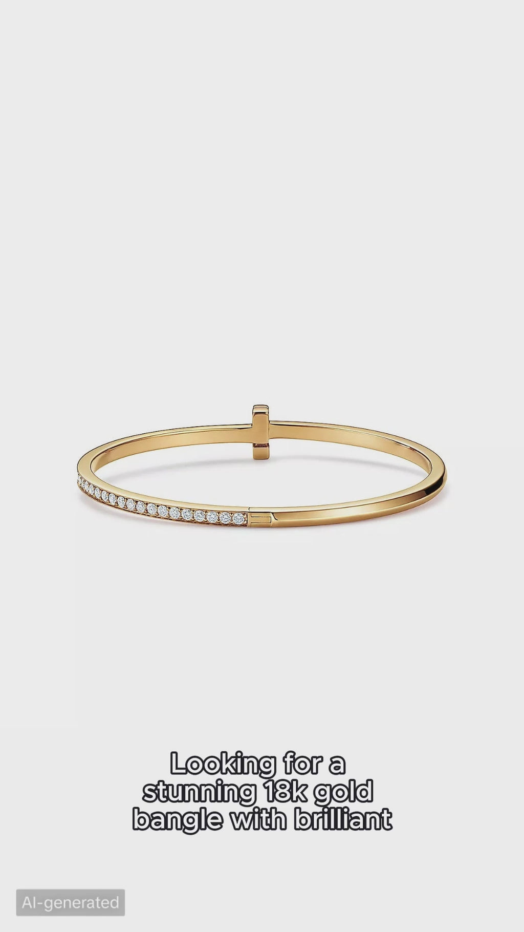 18k gold Tiffany & Co. with round brilliant diamonds T1 Narrow Diamond Hinged Bangle